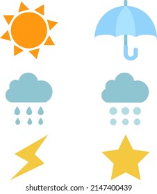 Weather pop and cute illustration set