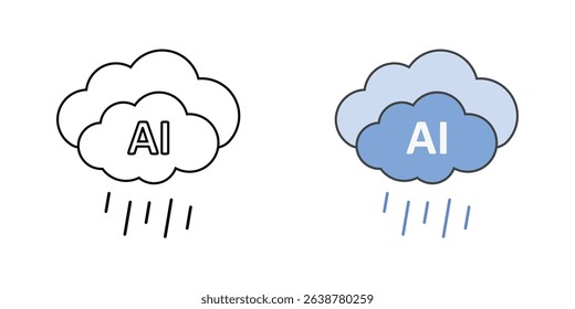 Weather prediction with AI cloud icon showing smart farming forecasts, available in outline and color styles.