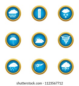 Weather pressure icons set. Flat set of 9 weather pressure vector icons for web isolated on white background
