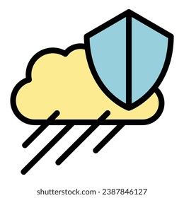 Weather protect icon outline vector. Storm rain. City cloud color flat