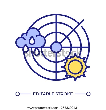 Weather radar RGB color icon. Studying changing in atmosphere to make accurate forecast. Atmospheric science equipment. Isolated vector illustration. Simple filled line drawing. Editable stroke