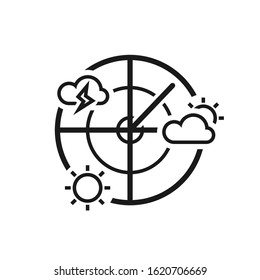 Weather Radar Silhouette Icon. Clipart Image Isolated On White Background