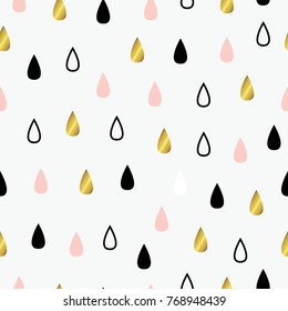 Weather, rain. Seamless pattern with cute decorative drops. All elements are  hidden under mask. Pattern are not cropped and can be edited