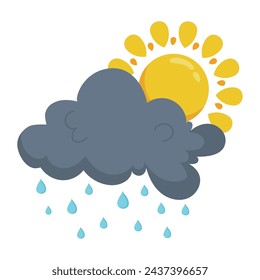 weather rain with sun isolated illustration