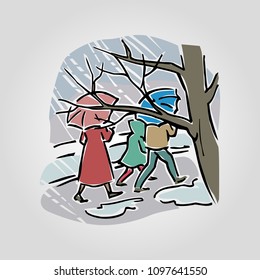 Weather, Rain vector illustration flat icon 