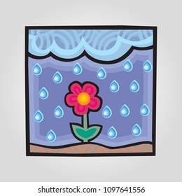 Weather, Rain vector illustration flat icon 