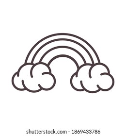 weather rainbow and clouds vector illustration line icon style