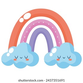 weather rainbow cute illustration vector