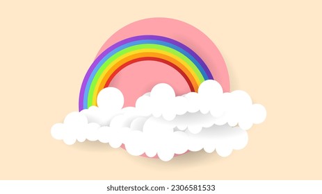 Weather rainbow, lightning, moon, cloud, snow, and stars , illustration of the weather concept isolated on transparent background ,  Flat Modern design, illustration Vector EPS 10