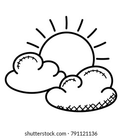 Weather report, conceptual weather doodle, sunny but getting colder
