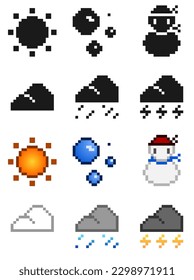 Weather Report Symbol, Pixelated Icon Set