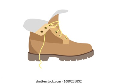 Weather resistant boot with lacing isolated on white background. Vector illustration