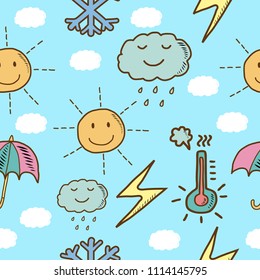 weather seamless pattern, vector background