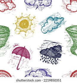 Weather seamless pattern for wallpaper, social media, printable paper, textile background.