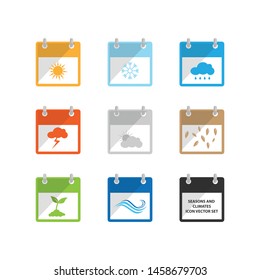 Weather and season flat design calendar icon vector illustration. Seasons and climate calendar icon in flat style    design vector
