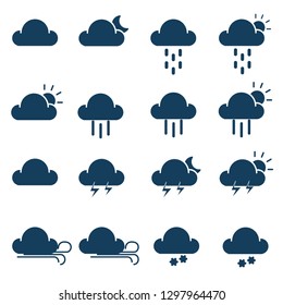 Weather and season solid icon set
