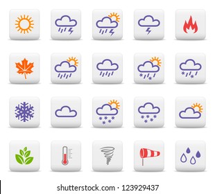 Weather and seasons. Vector icon set