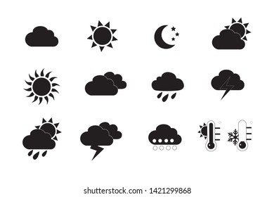 Weather and seasons. Vector icon set 