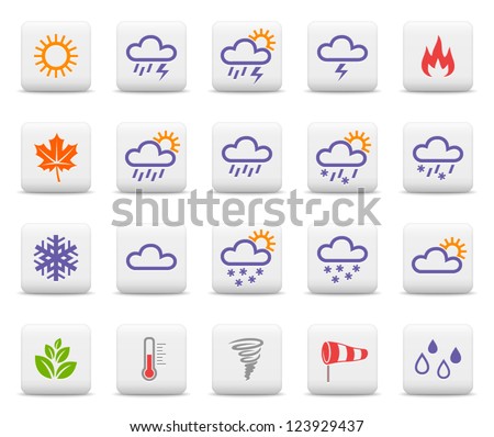 Weather and seasons. Vector icon set