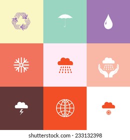 Weather set. Flat color vector icons.