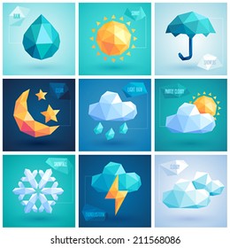 Weather set - geometric icons.