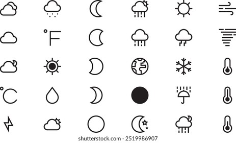 Weather set High-Quality Vector Icons Collection with Editable Stroke. Ideal for Professional and Creative Projects.