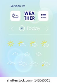 Weather. Set icon. Flat design.