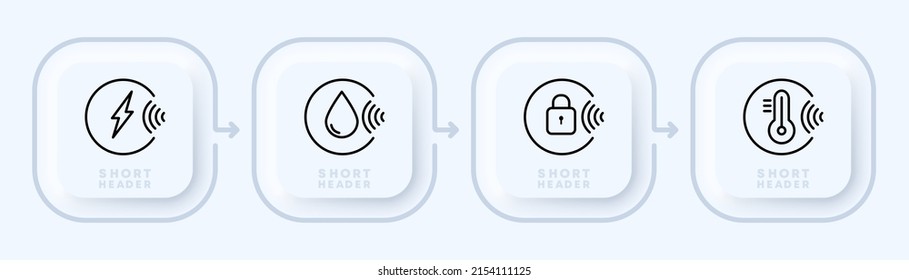 Weather Set Icon. Lightning, Thunderstorm, Moisture, Drop, Rain, Temperature, Castle. Smart Home With Climate Control In The House. Neomorphism Style. Vector Line Icon For Business And Advertising