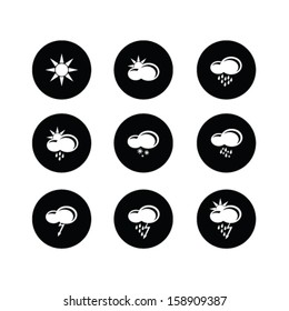 weather set icon on black and white vector illustration