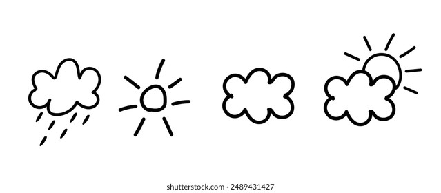Weather set icon. Sun, cloud, rain,  Forecast, meteorology, climate concept.