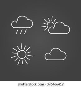 Weather set icons draw effect. Vector illustration.