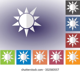 Weather set of icons in a flat style. Sun. Multicolored icons for weather forecasting.