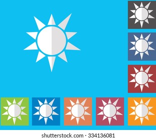 Weather set of icons in a flat style. Sun. Multicolored icons for weather forecasting.