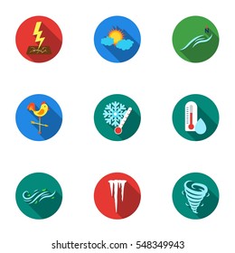 Weather set icons in flat style. Big collection of weather vector symbol stock illustration