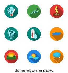 Weather set icons in flat style. Big collection of weather vector symbol stock illustration