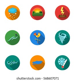 Weather set icons in flat style. Big collection of weather vector symbol stock illustration