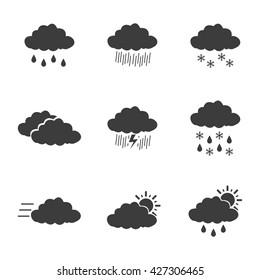 Weather set icons. Flat vector illustration in black on white background.
