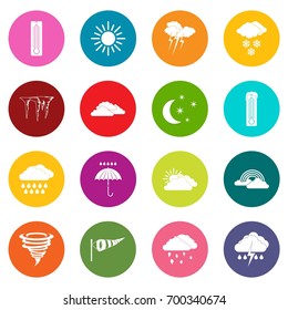 Weather set icons many colors set isolated on white for digital marketing