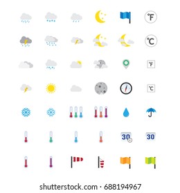 Weather set of icons on the theme weather.