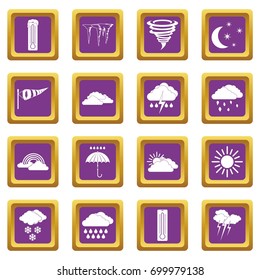 Weather set icons set in purple color isolated vector illustration for web and any design