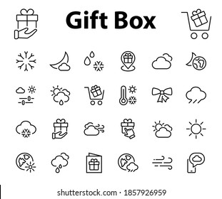 WEATHER set of icons, icons such as weather forecast and clouds, wind, rain, snow, weather settings and sunny weather and much more. Editable stroke, simple vector lines.