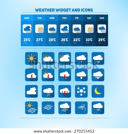 Weather set of icons, widget design