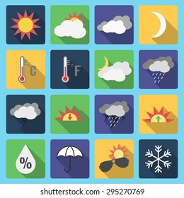 Weather set, long shadow icon