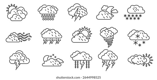 Weather Set Outline Icon Set. vector	