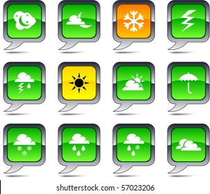 Weather set of square balloon icons.