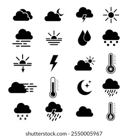 previsão do tempo definir design vetorial ilustrações do tempo
