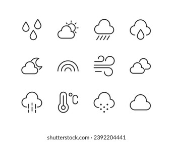 weather set vector line icons. Thin line design elements. Collection of editable stroke icons