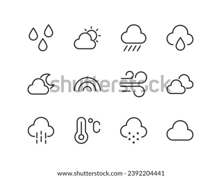 weather set vector line icons. Thin line design elements. Collection of editable stroke icons