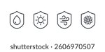 Weather shield protection editable stroke outline icon isolated on white background flat vector illustration. Pixel perfect. 64 x 64.