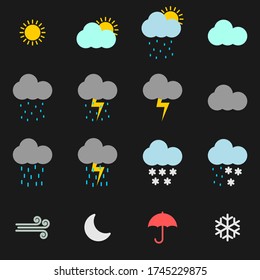 diseño vectorial de conjunto de iconos de signo meteorológico